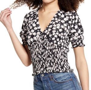 NWT Leith Black Valencia Floral Shirt